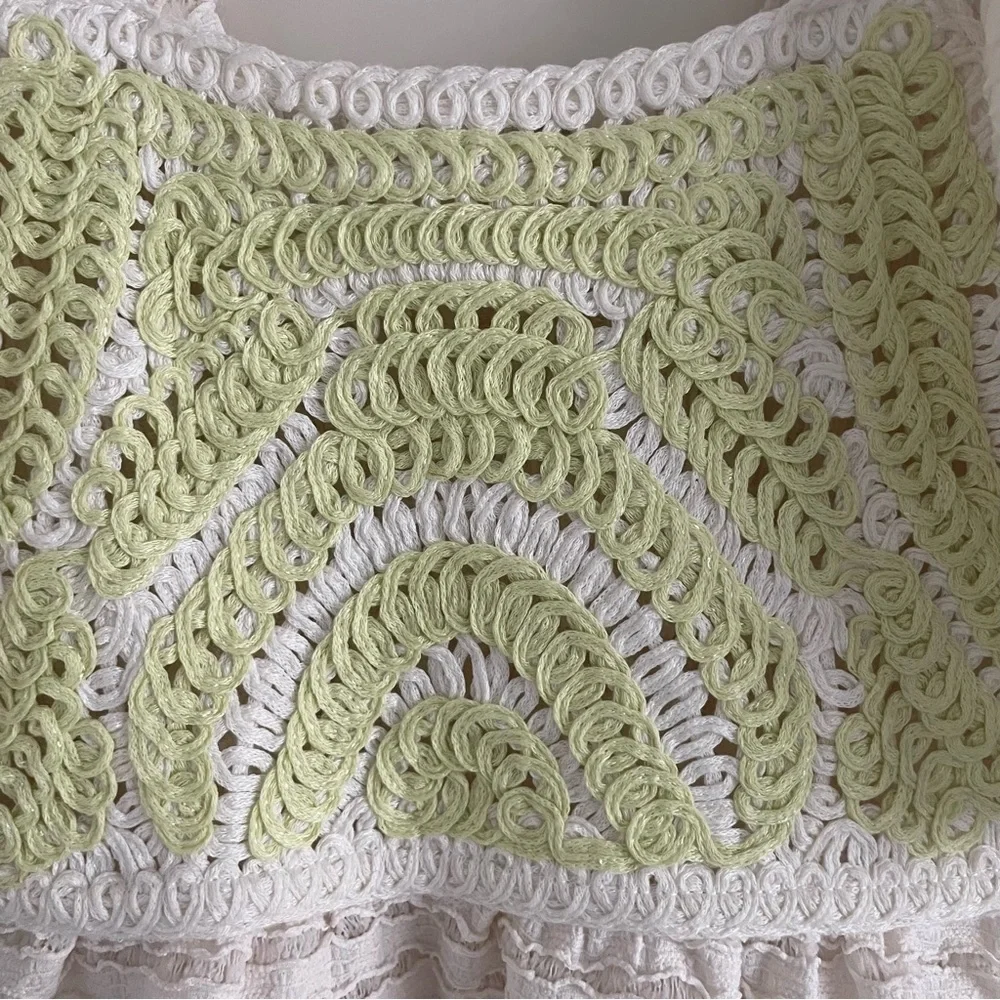 Sarah Hann white and yellow crochet top 20911